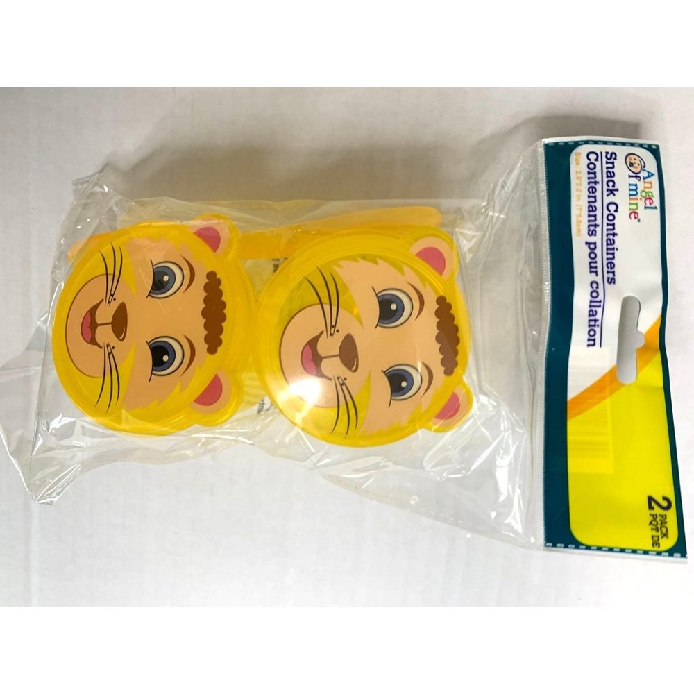 New Angel Of Mine Yellow Hard Plastic Lion Cub 2 Pack Snack Containers with Lid